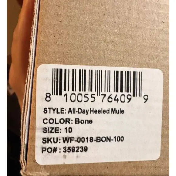Nisolo All-Day Heeled Mule- Color Bone - Leather -Size 10 - New in box